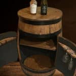 Custom whiskey barrel mini bar double door - natural stain color