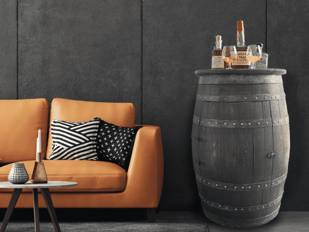 Custom whiskey barrel bar furniture